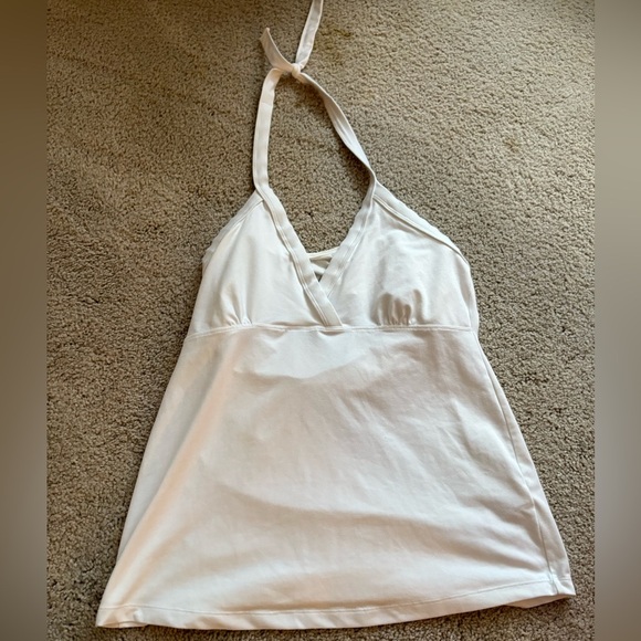 Women's NWT Title Nine workout White Solid Dream Halter Bra Top Shirt large - Picture 1 of 11